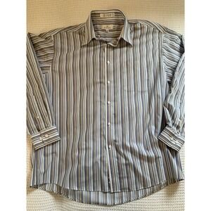ENRO Mens Button Down Shirt Non Iron Large‎ Striped